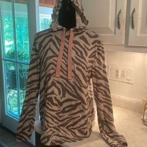Brushed zebra print hoodie